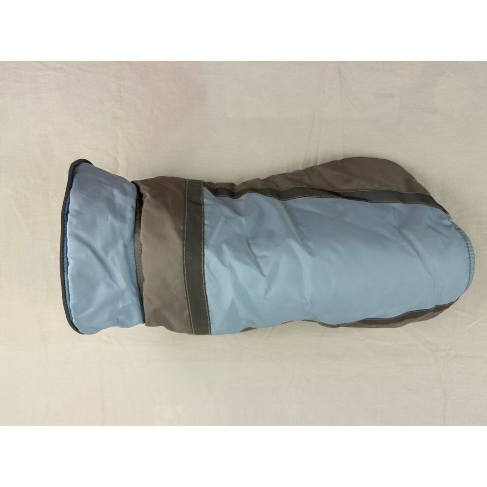 Medium Dog Winter Coat / Jacket with reflective trim blue gray fleece lined